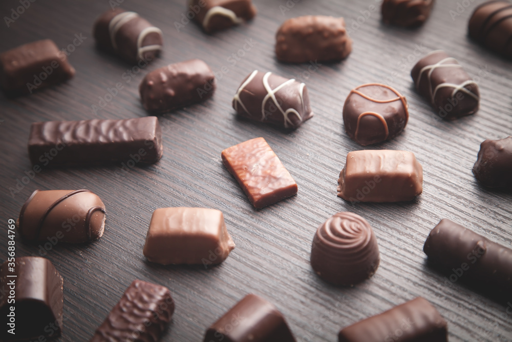 Chocolate candies. Sweet food. Background Chocolate candies. Sweet food. Background