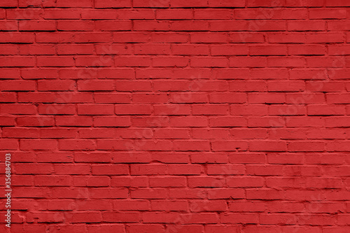 Red Brick wall texture close up. Top view.