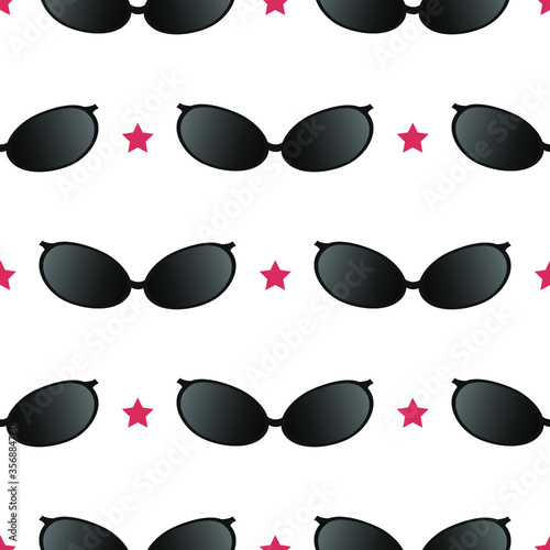 funky sunglasses with red star seamless pattern