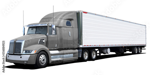 American Western Star truck with gray cab isolated on a white background.