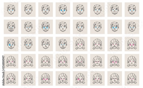 set of human emoticons