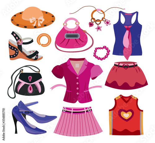 set of fashion women's clothes (vector illustration)