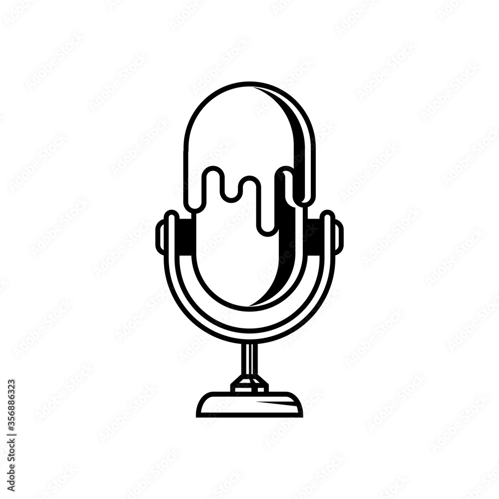 microphone and ice combination on white background microphone and ice combination on white background