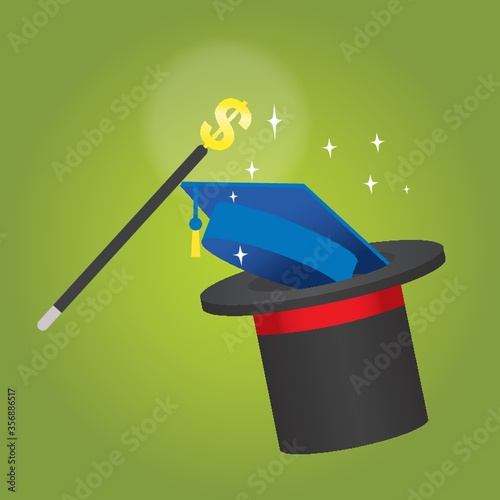 graduation hat in magician hat