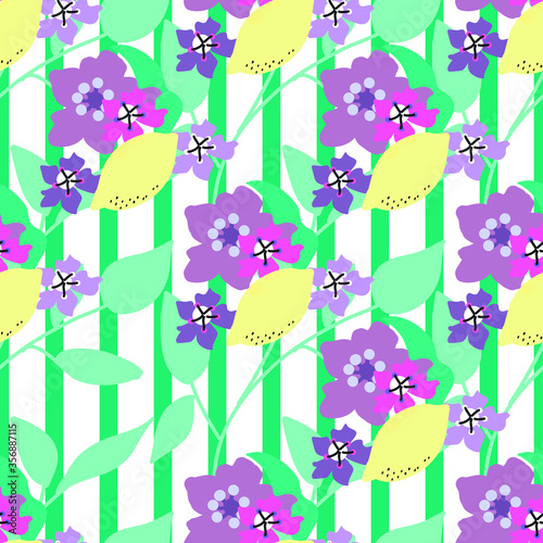 Seamless pattern of cute and fresh fruits for summer. Can use for print, template, creating digital design work, card making, scrapbooks, paper crafts, invitations, digital albums, wedding stationery