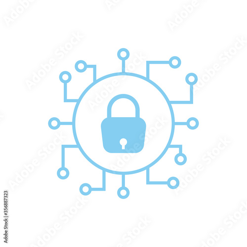 Cyber ​​protection Vector. Cloud Computing Line icon.