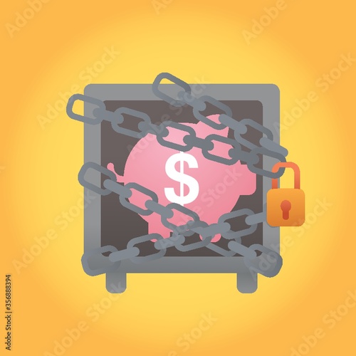 piggy bank locked with chain