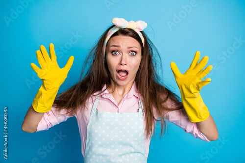 Fotografie Close-up portrait of her she nice attractive crazy mad frustrated worried girl m