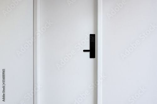 Wood door in a white wall