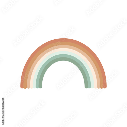 rainbow in vector flat style, boho, gentle pastel cute element