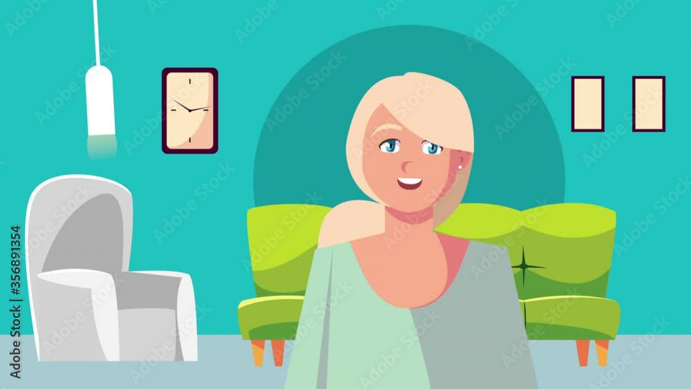 woman in livingroom stay at home campaign animation woman in livingroom stay at home campaign animation
