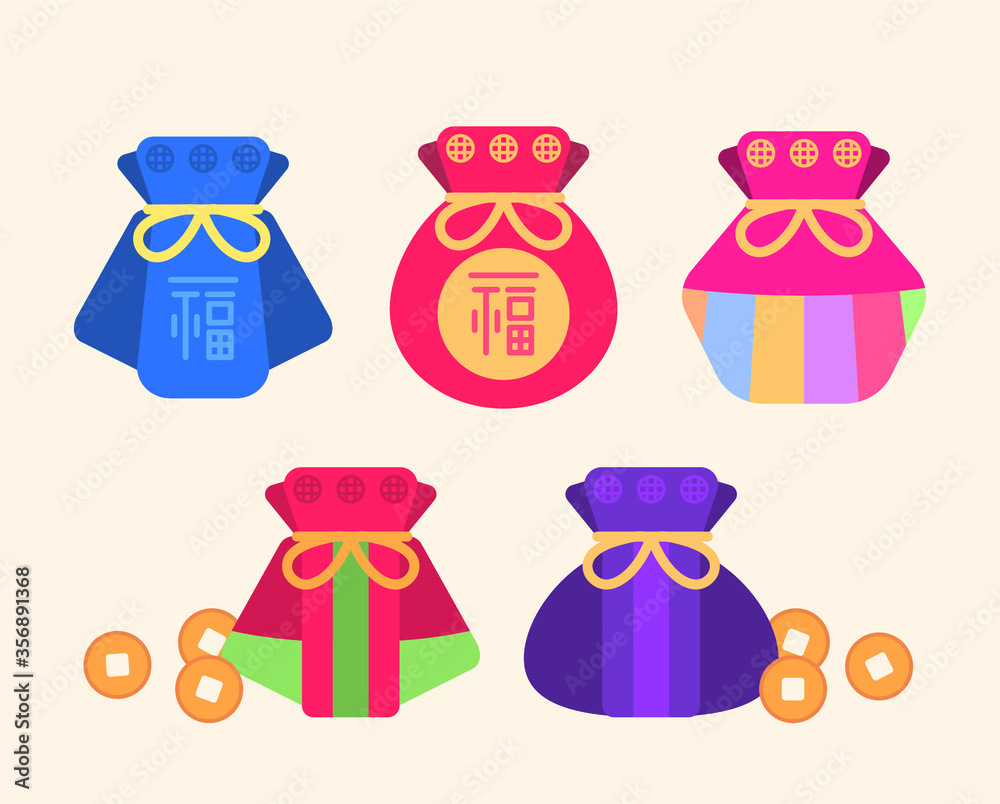 한국 전통 장식 복주머니 일러스트 벡터 Stock Vector | Adobe Stock