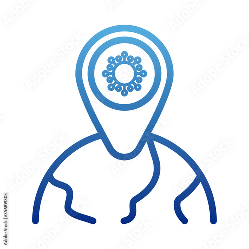 coronavirus or covid 19 symbol, global pandemic alert, degraded line style icon