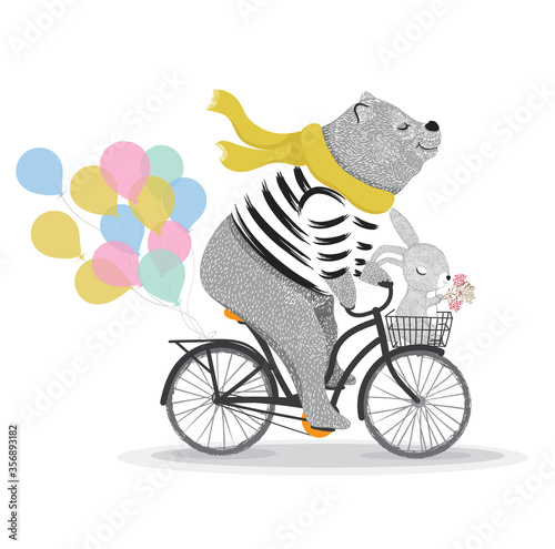Cute funny bear  vector illustration, t shirt prints, cartoon designs for children, greeting cards and poster prints.
