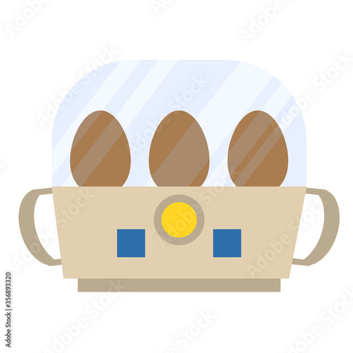 Electric egg boiler isolated on a white background.  Eggs cooker for healthy breakfast. Equipment for the kitchen. Vector illustration in flat style.