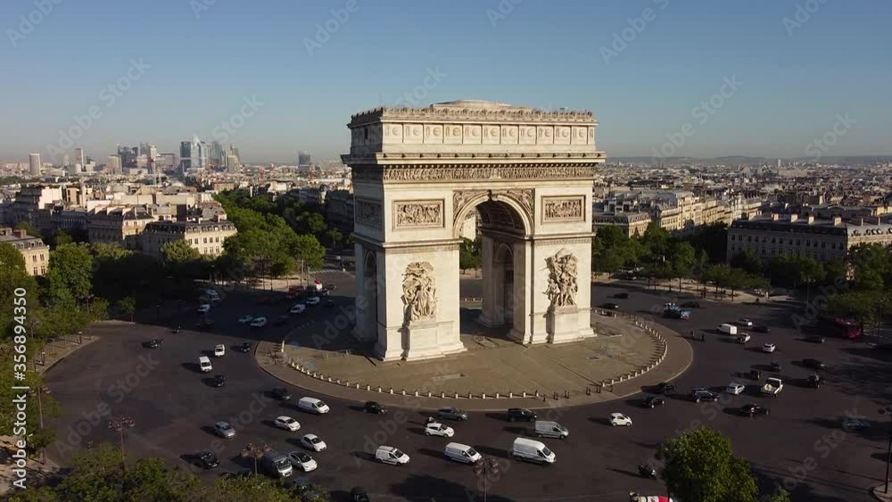 Aerial view of Triumphal arch in Paris