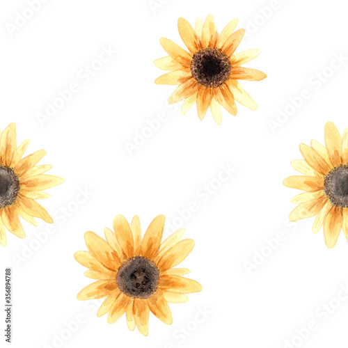 Hand drawn watercolor sunflower flower