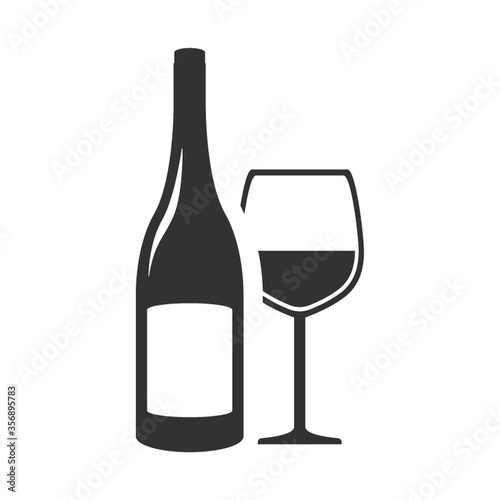 wine bottle with glass