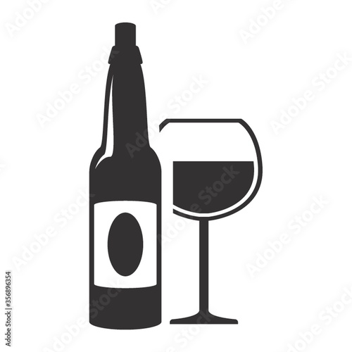 wine bottle with glass