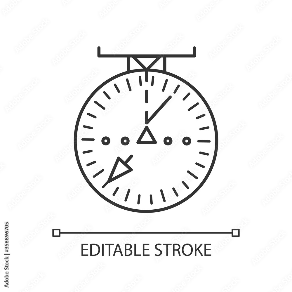 Aeronautical navigational radar pixel perfect linear icon. Navigation thin line customizable illustration. Contour symbol. Radio frequency scanner vector isolated outline drawing. Editable stroke Aeronautical navigational radar pixel perfect linear icon. Navigation thin line customizable illustration. Contour symbol. Radio frequency scanner vector isolated outline drawing. Editable stroke