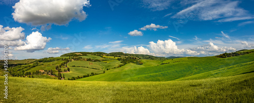 Beautiful and miraculous colors of green spring panorama landscape of Tuscany, Italy. © ZoomTeam