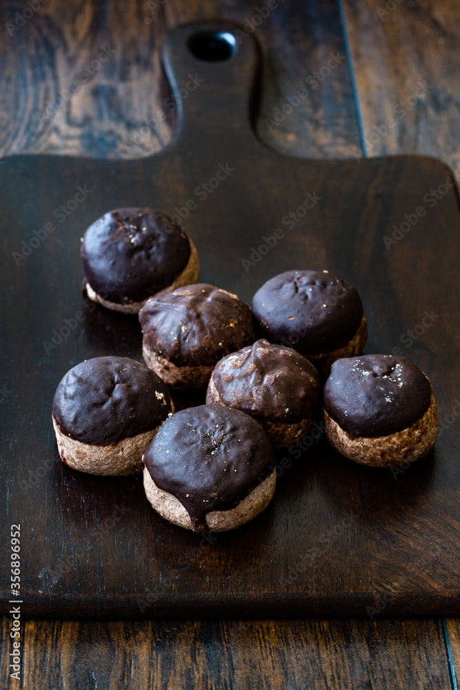 Homemade Chestnut Paste Cookies Covered with Chocolate. Homemade Chestnut Paste Cookies Covered with Chocolate.