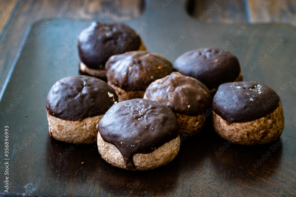 Homemade Chestnut Paste Cookies Covered with Chocolate. Homemade Chestnut Paste Cookies Covered with Chocolate.