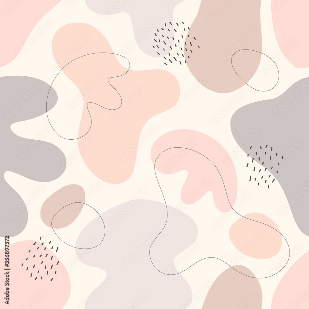 Beautiful feminine trendy hand drawn organic shapes seamless repeating pattern