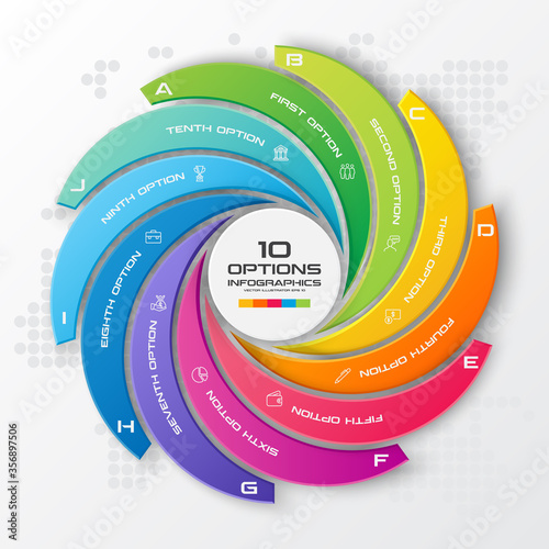 Business infographics template 10 steps ,Vector illustration.