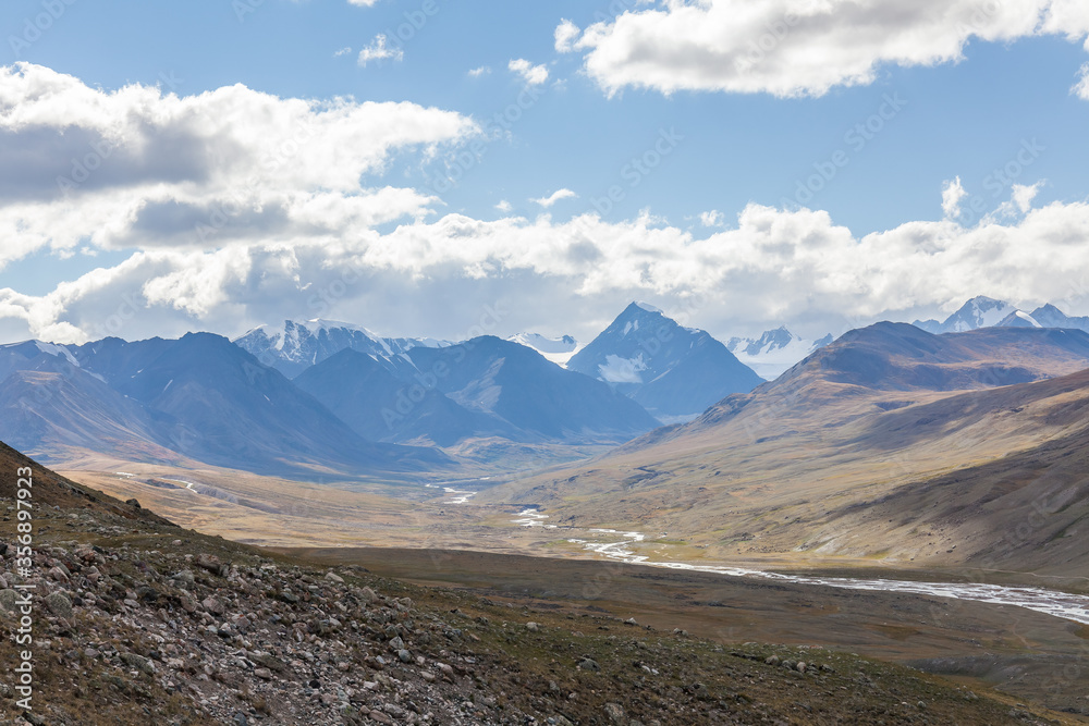 View of the snowy mountains of Altai. Mongolia