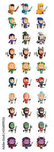 30 fantasy characters. 
10 characters that level up!
Great for games, app games, children scrapbooking elements, mascot design, fantasy games etc...