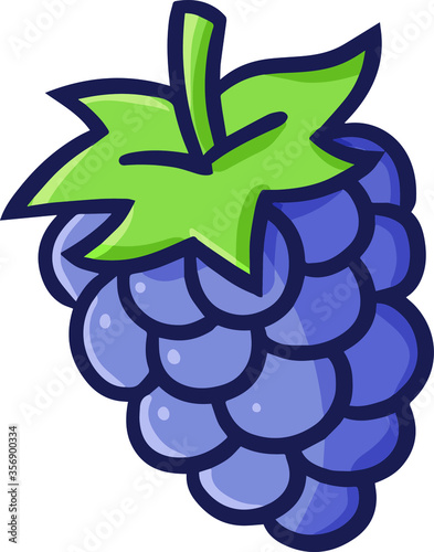 Funny and cute simple blackberry in cartoon style