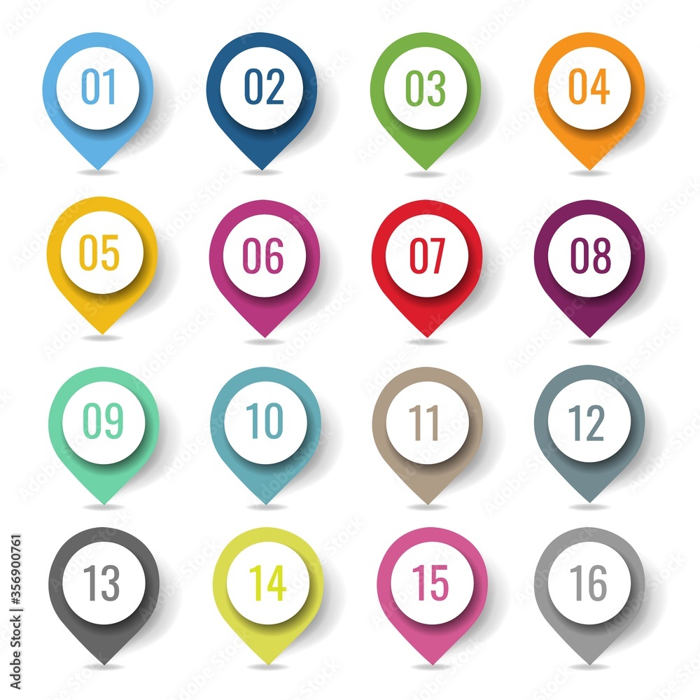 Colorful Location Pin Set Isolated Transparent Background With Gradient Mesh, Vector Illustration Colorful Location Pin Set Isolated Transparent Background With Gradient Mesh, Vector Illustration