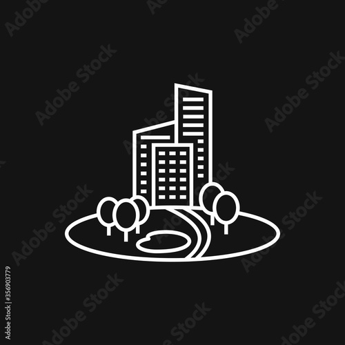 Urban vector icon, city symbol isolated on background.