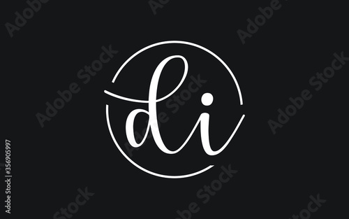 di or id Cursive Letter Initial Logo Design, Vector Template