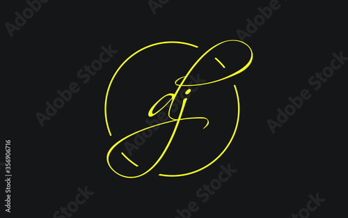dj or jd Cursive Letter Initial Logo Design, Vector Template
