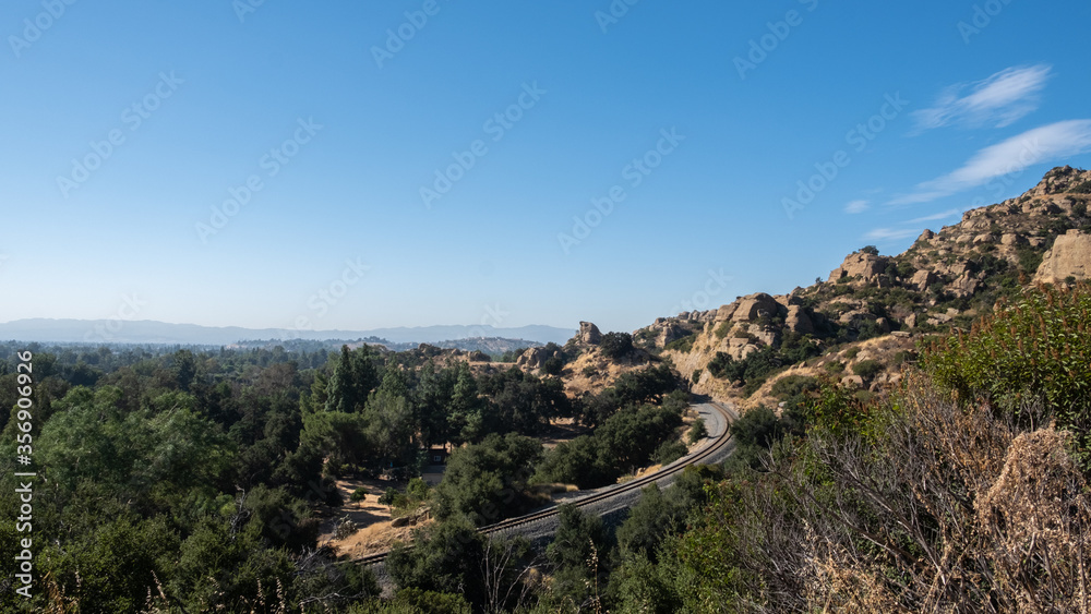 Viw on Hollywood hills and mountains at Los Angeles, afternoon