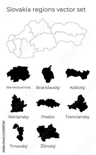 Slovakia map with shapes of regions. Blank vector map of the Country with regions. Borders of the country for your infographic. Vector illustration.