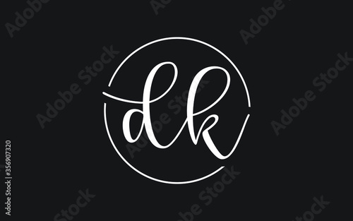 dk or kd Cursive Letter Initial Logo Design, Vector Template
