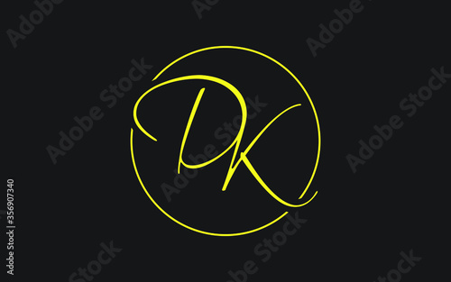 DK or KD Cursive Letter Initial Logo Design, Vector Template