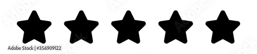 black five stars icon cute isolated on white background, chic 5 star shape black, illustration simple star rating symbol, clip art 5 star for logo, pentagram five star for decoration ranking award