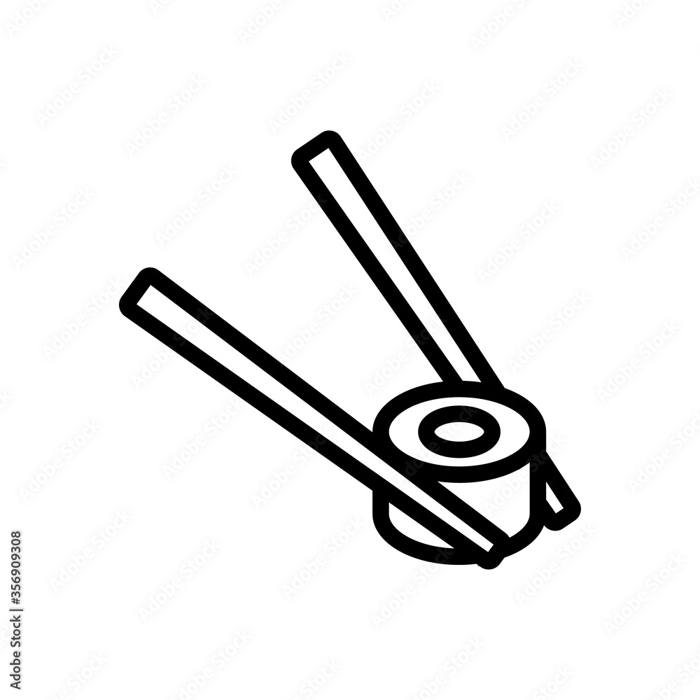 chopstick with sushi roll icon vector. chopstick with sushi roll sign. isolated contour symbol illustration chopstick with sushi roll icon vector. chopstick with sushi roll sign. isolated contour symbol illustration