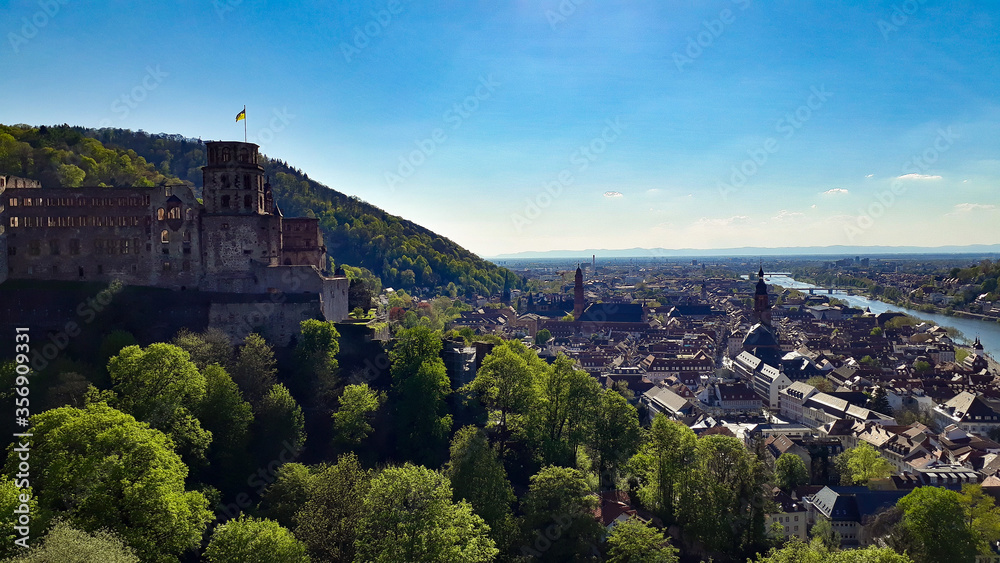 castle on top of a small city castle on top of a small city