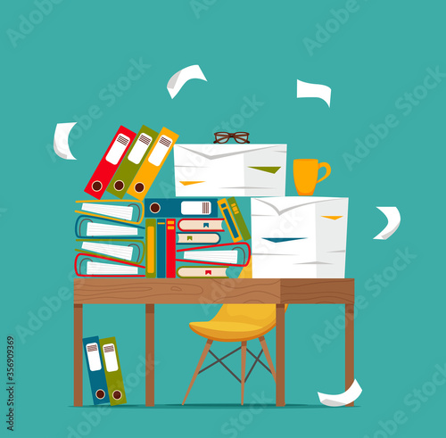 Pile of papers, documents and file folders