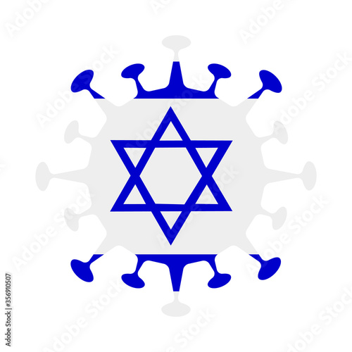 Israel flag in virus shape. Country sign during the coronavirus pandemic. Vector illustration.