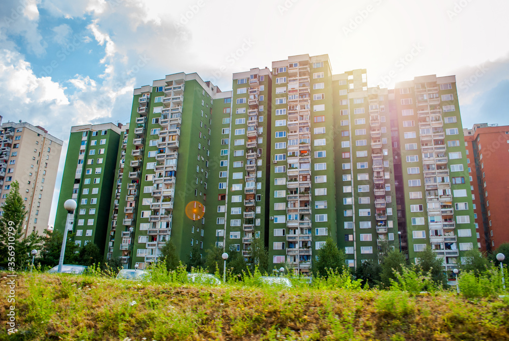 Fototapeta premium Sarajevo, Bosnia and Herzegovina: august 05,2015: High residential buildings in Sarajevo, Bosnia and Herzegovina