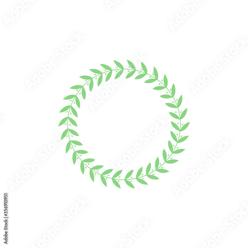 Round greek wreath with a green circular silhouette, logo and icon.