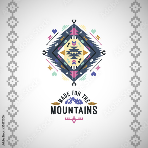 Vector colorful decorative element on native ethnic style