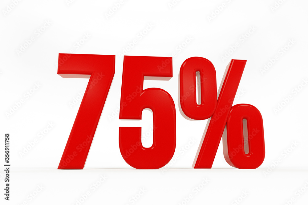 3D Rendering of a seventy-five percent symbol 3D Rendering of a seventy-five percent symbol