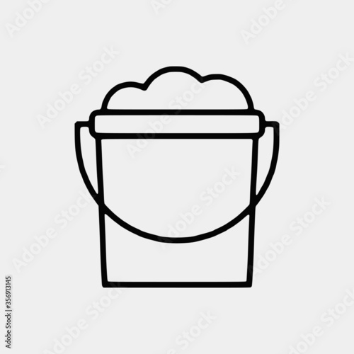 Cleaning outline vector icon set and chemical Cans and Equipment of Cleaning Machine